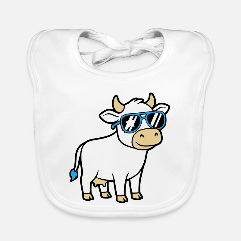 Cool Cow Sunglasses Casual Vector Organic Baby Bibs