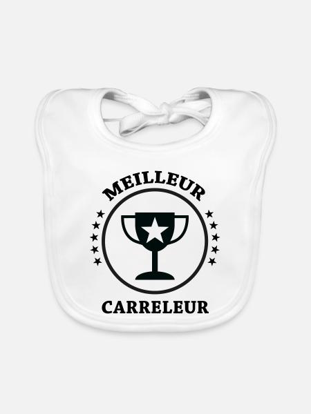 Best Tiler - Organic Baby Bibs - white - Front