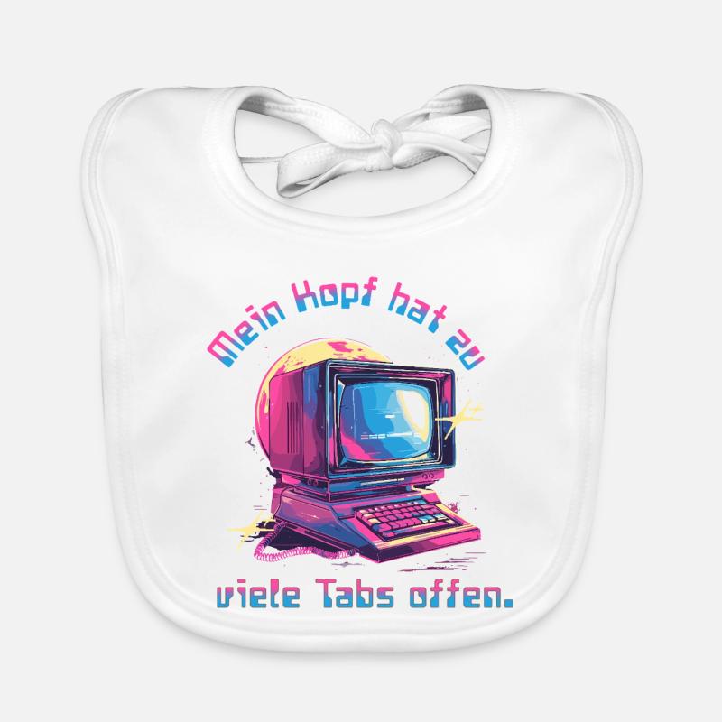 Vintage Computer Neon Tabs Open Organic Baby Bibs