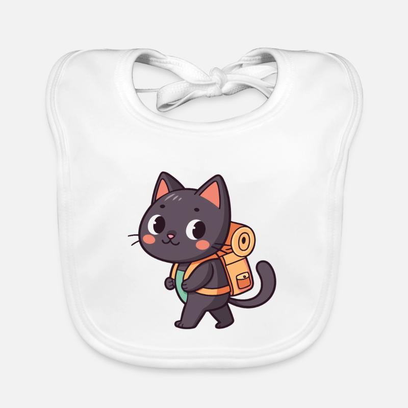 Entdeckerkatze mit orangefarbenem Rucksack Baby Bio-Lätzchen