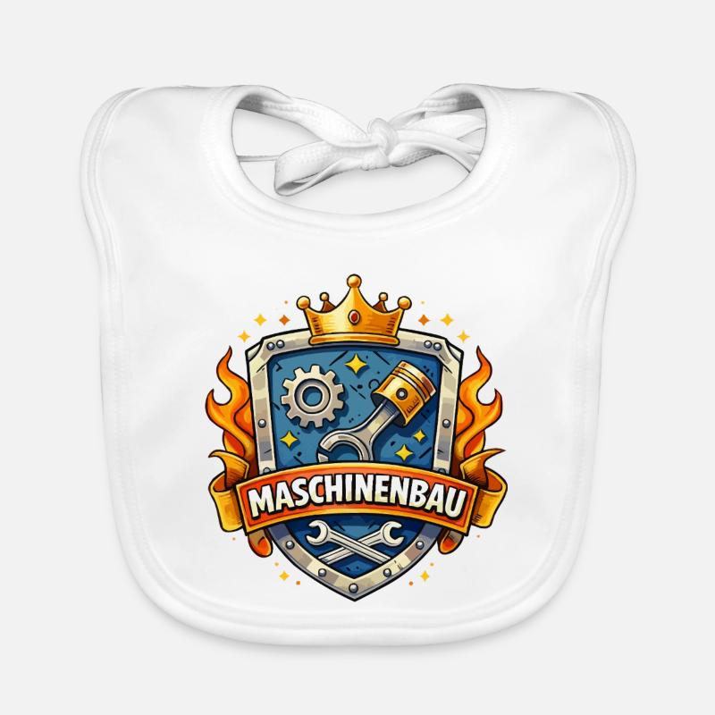 Mechanical Engineering King's Crown Shield Organic Baby Bibs