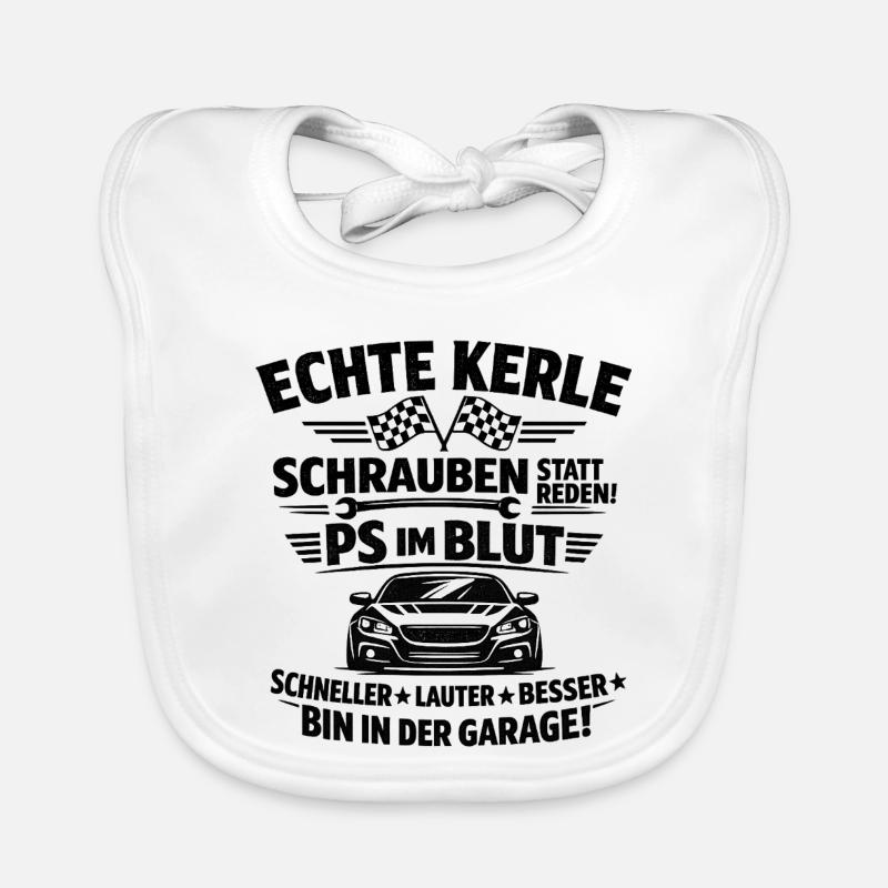 Echte Kerle PS im Blut Garage Baby Bio-Lätzchen