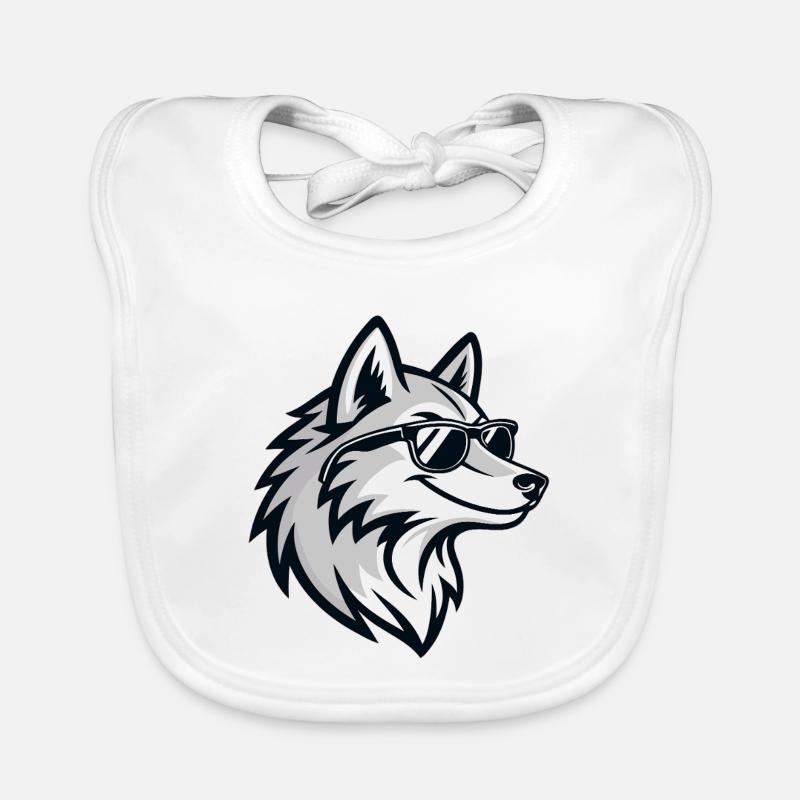 Loup graphique avec lunettes Bavoir bio Bébé