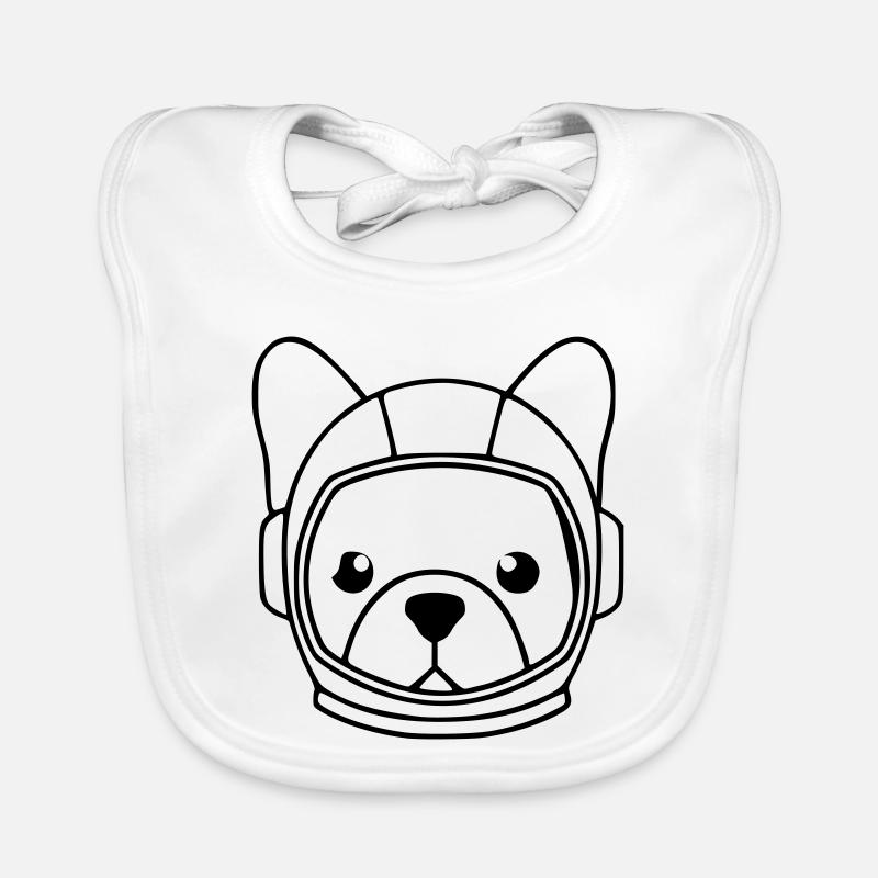  Frenchie Astronaut Helm Outline Baby Bio-Lätzchen