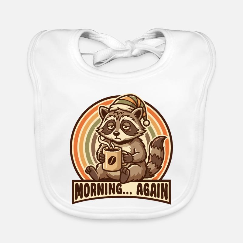 Morgenmuffel Waschbär mit Kaffee Bavoir bio Bébé