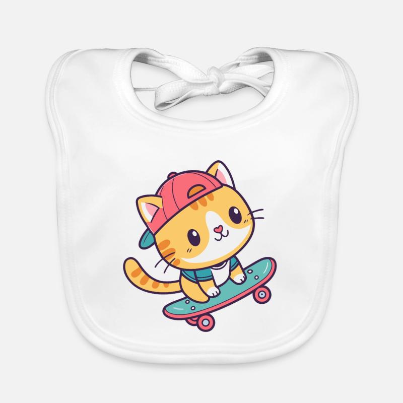 Bunte Skate-Katze Baby Bio-Lätzchen