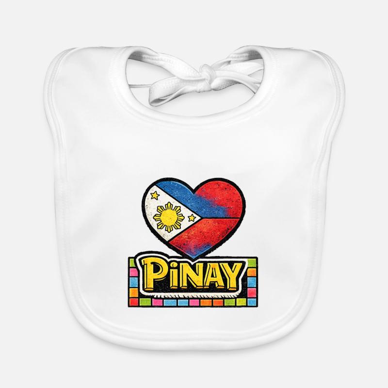 Pinay-Herz-Flagge mit bunter Rand Baby Bio-Lätzchen