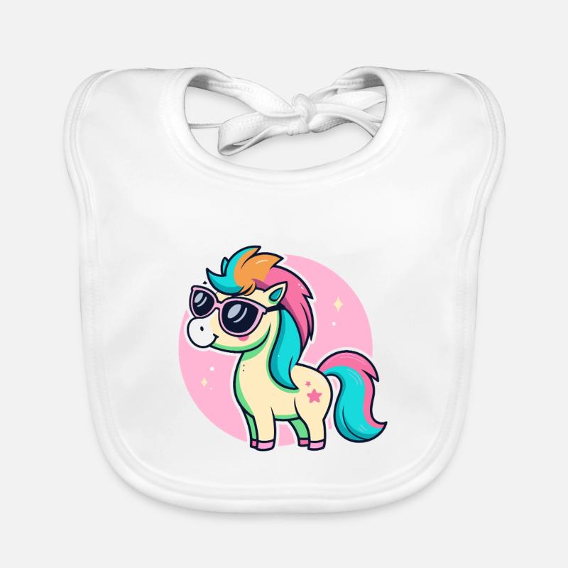 Rainbow Pony Glam Glasses Organic Baby Bibs