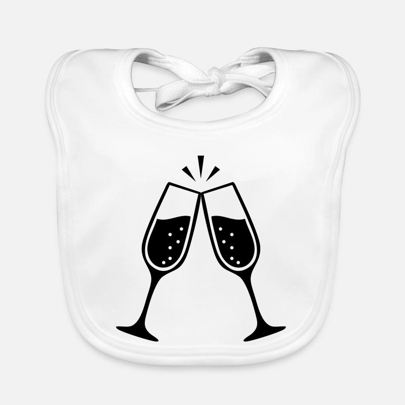 Klirrende Gläser – Schwarz-Weiß-Hochzeit Baby Bio-Lätzchen