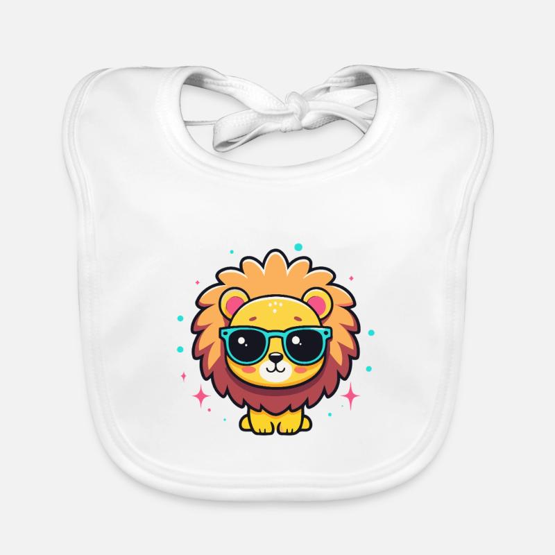 Kawaii-schicker Löwe mit blauer Brille Baby Bio-Lätzchen