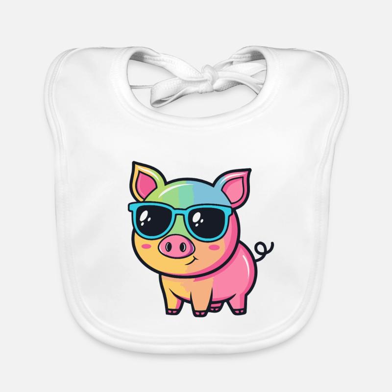 Cochon Coloré Lunettes Cool Soleil Bavoir bio Bébé