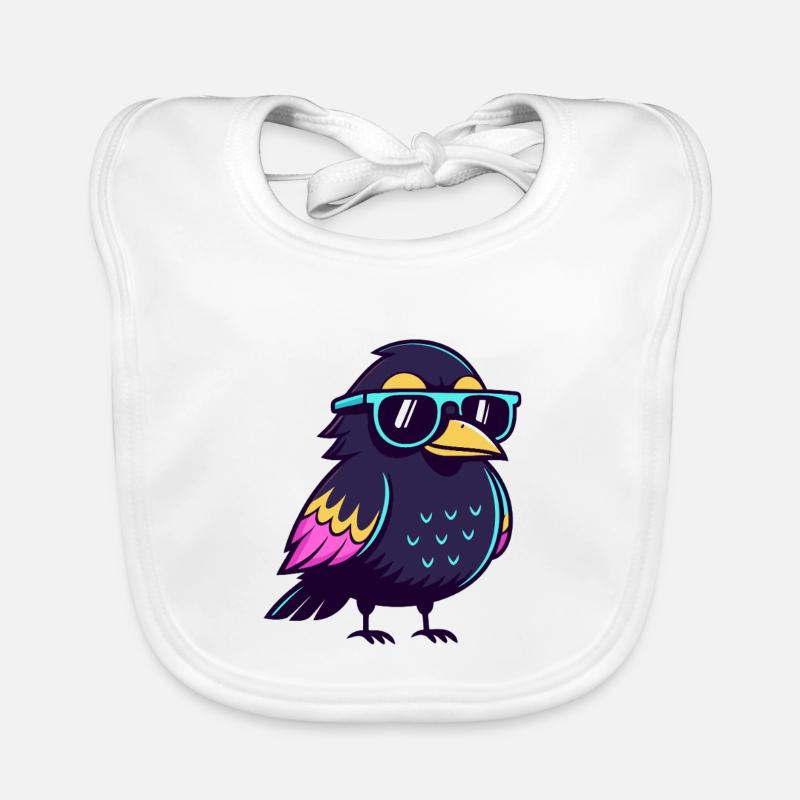 Solar Blue Hipster Bird Organic Baby Bibs