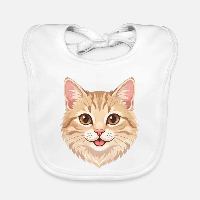 Chat roux de dessin animé mignon et joyeux Bavoir bio Bébé