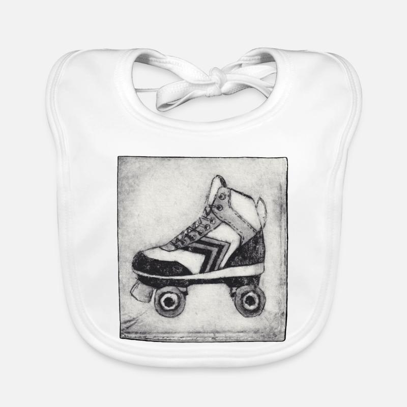 Retro Rollschuh - handgeschnitzte Druckvorlage Baby Bio-Lätzchen