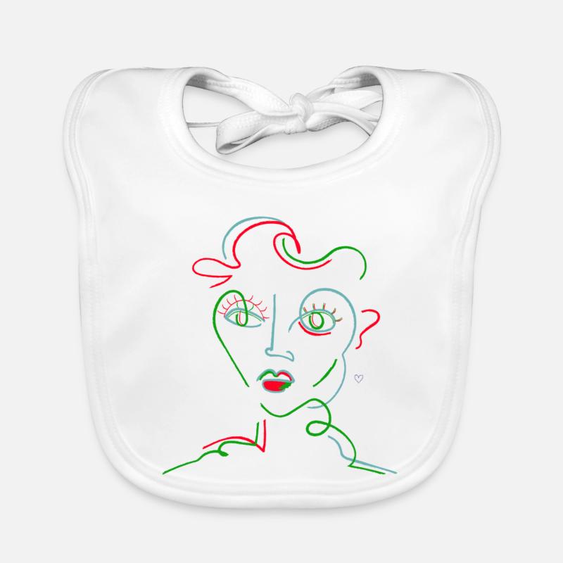 Neon Line Portrait Organic Baby Bibs