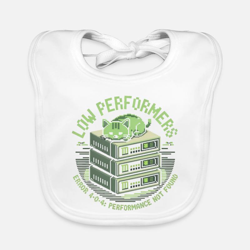 Low Performers Cat Server Pixel Art Organic Baby Bibs