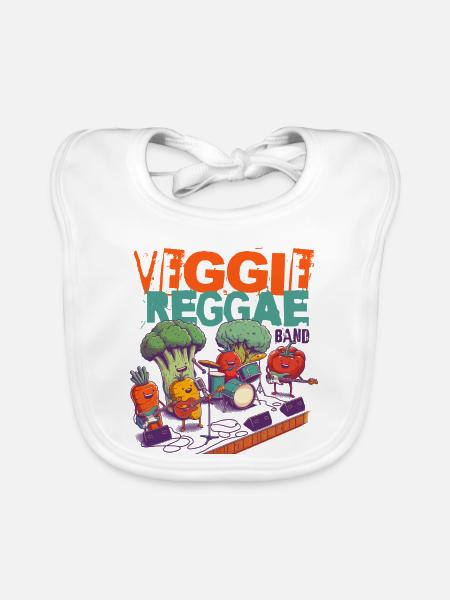 VEGGIE REGGAE BAND - Baby Bio-Lätzchen - Weiß - Vorne