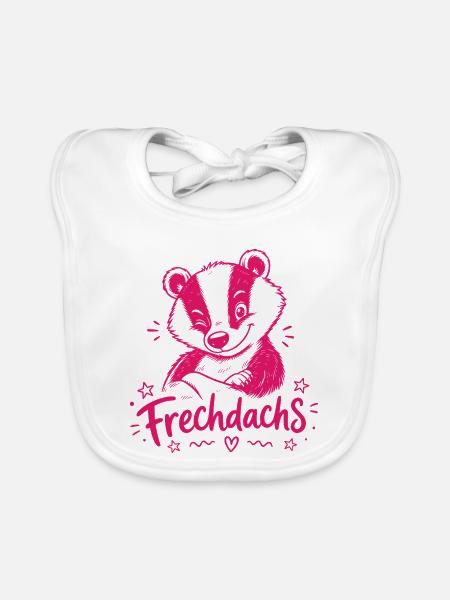Frechdachs Dachs frech Augenzwinkern - Baby Bio-Lätzchen - Weiß - Vorne