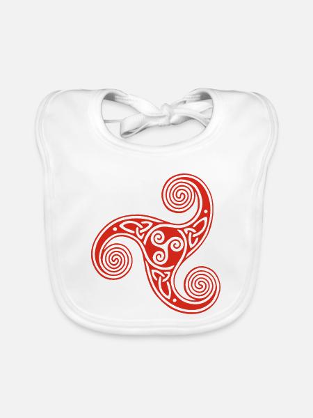 Keltisches Stammessymbol (Rot) - Baby Bio-Lätzchen - Weiß