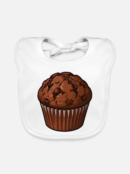 Schoko Muffin Illustration - Baby Bio-Lätzchen - Weiß - Vorne