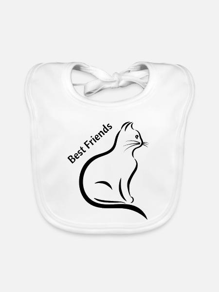 Katzen Best Friends - Baby Bio-Lätzchen - Weiß - Vorne