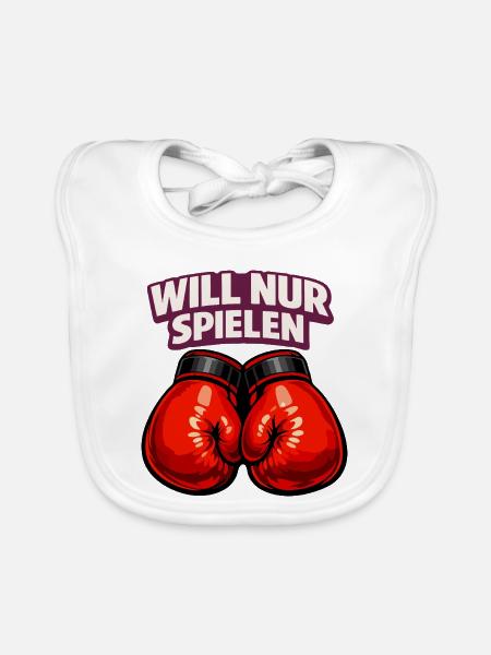 Boxer mit ironischem Statement - Baby Bio-Lätzchen - Weiß - Vorne