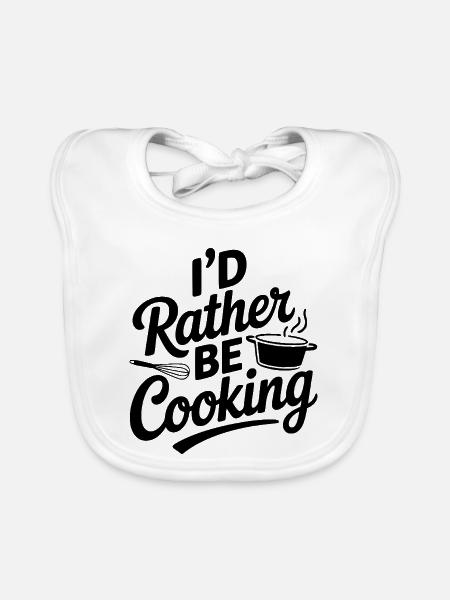 Ich würde lieber kochen - Baby Bio-Lätzchen - Weiß - Vorne