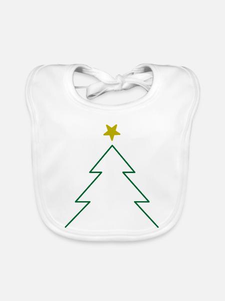 Weihnachtsbaum mit Stern - Schlichter Tannenbaum - Baby Bio-Lätzchen - Weiß - Vorne