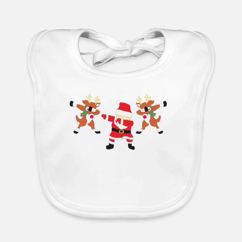 père noël avec des cerfs dab - Bavoir bio Bébé - blanc