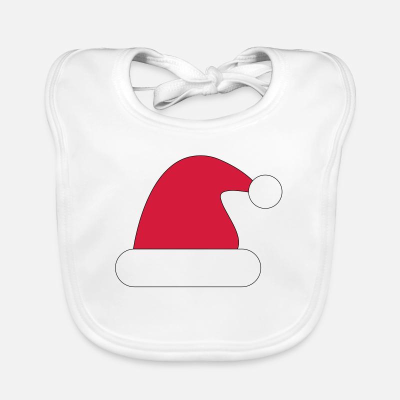 Bonnet de Noel, bonnet de Noel - Bavoir bio Bébé - blanc