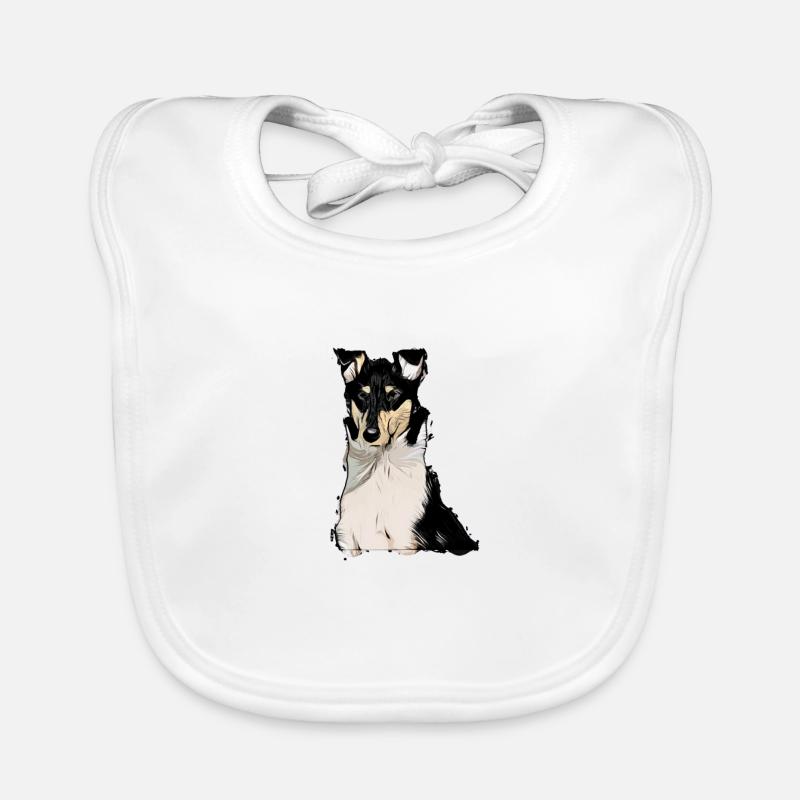 Kurzhaar Collie tricolor Comic - Baby Bio-Lätzchen - Weiß