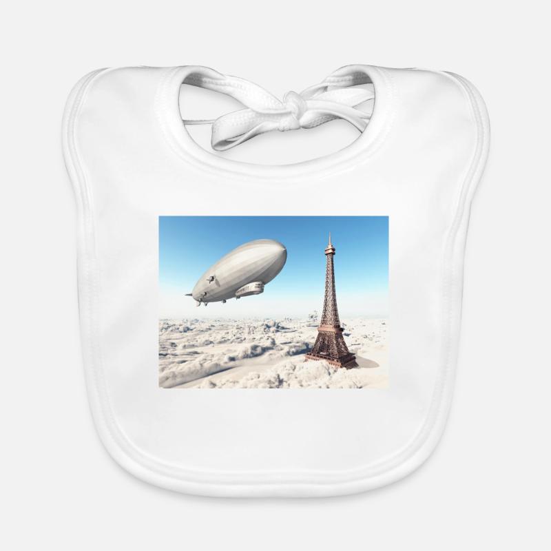 Zeppelin au-dessus de la Tour Eiffel Bavoir bio Bébé