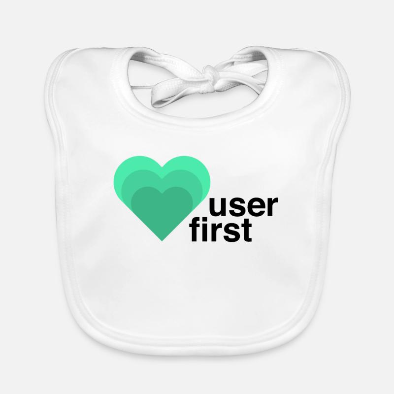 UX designer t-shirt, user first, green Organic Baby Bibs