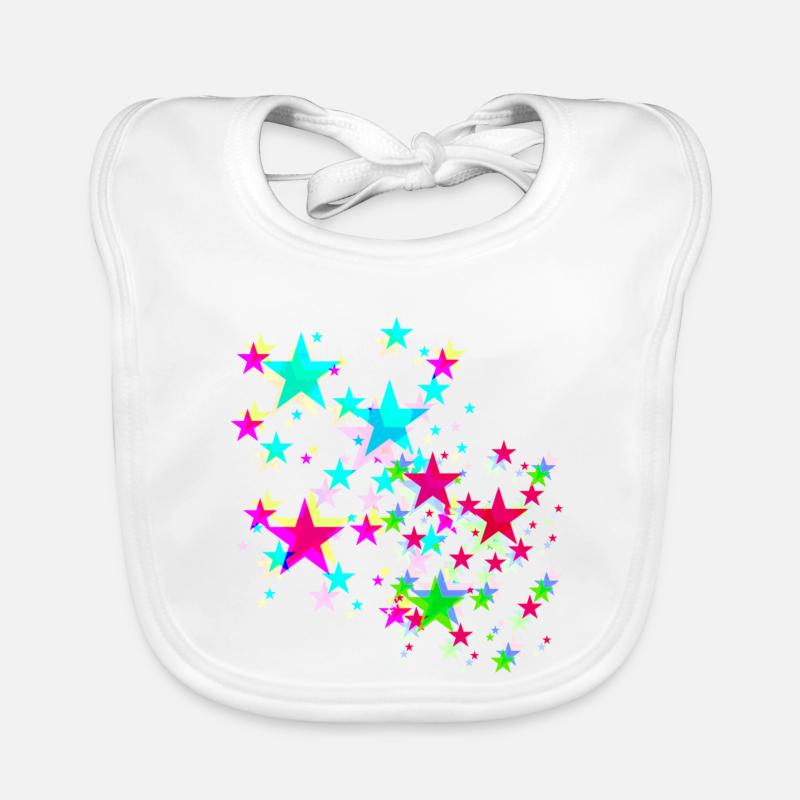 Étoiles, étoile, étoiles colorées - Bavoir bio Bébé - blanc
