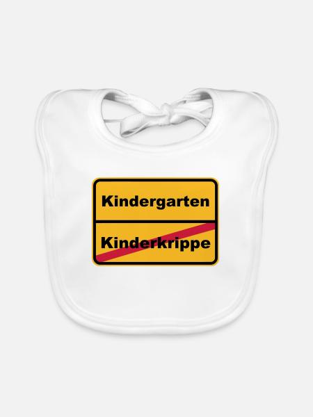 Ortsschild Kinderkrippe - Baby Bio-Lätzchen - Weiß - Vorne
