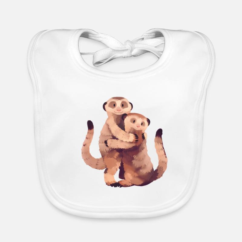 Erdmännchen Illustration - Baby Bio-Lätzchen - Weiß