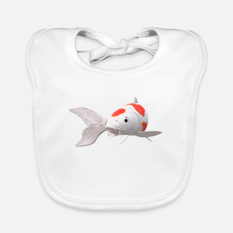 3D Koi - Organic Baby Bibs - white
