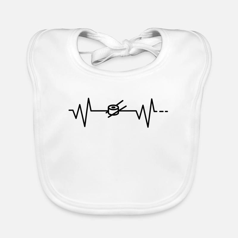 Heartbeat palpitations EKG pulse sushi rice fish Organic Baby Bibs