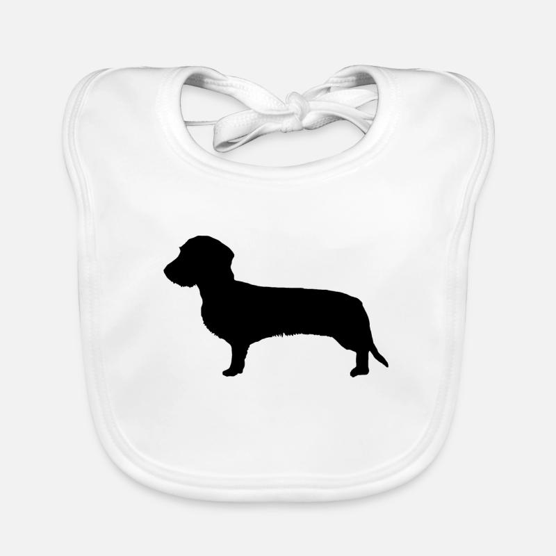 Wire-haired dachshund silhouette dachshund gift idea Organic Baby Bibs