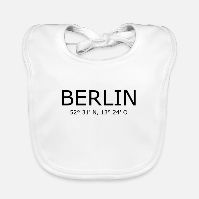 Berlin Coordinates - Germany Brandenburg Gate Organic Baby Bibs