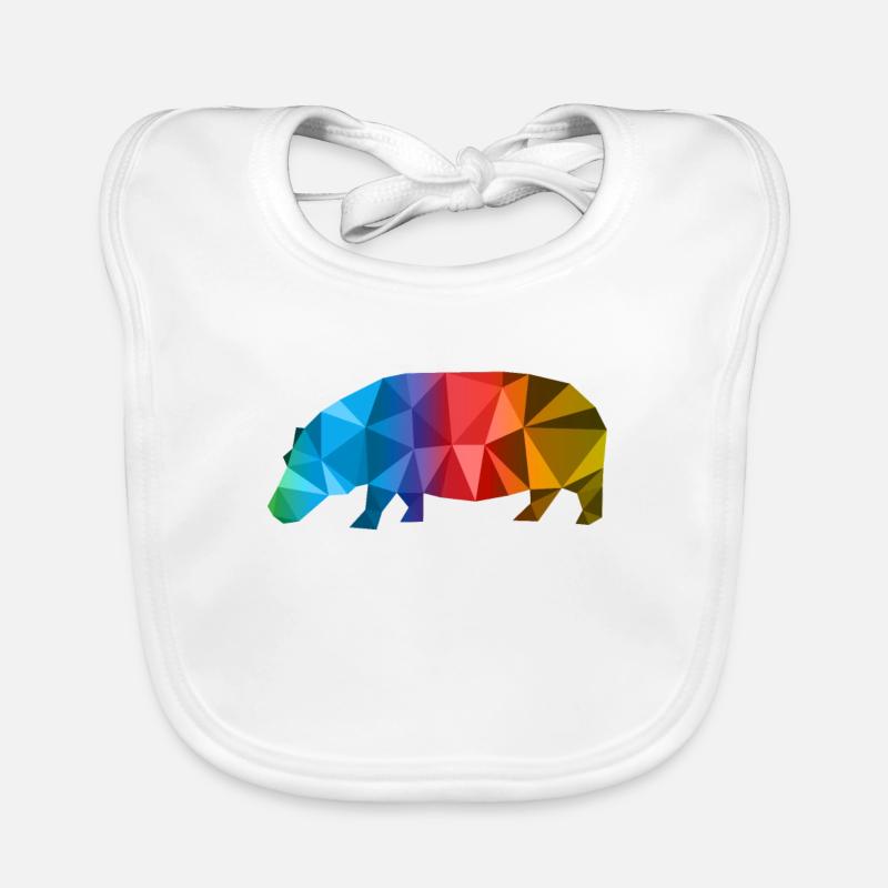 Nilperd cadeau Hippo colorée art géométrie - Bavoir bio Bébé - blanc