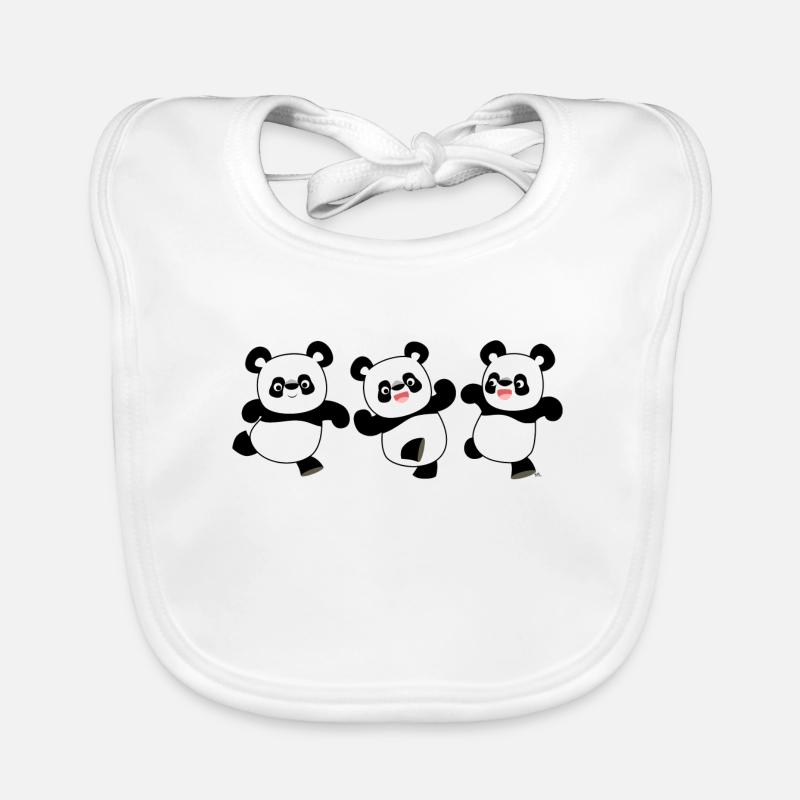 Trois Petits Pandas cartoon mignons par Cheerful Bavoir bio Bébé
