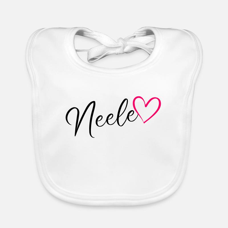 Neele Surname First Name Heart Pink Organic Baby Bibs