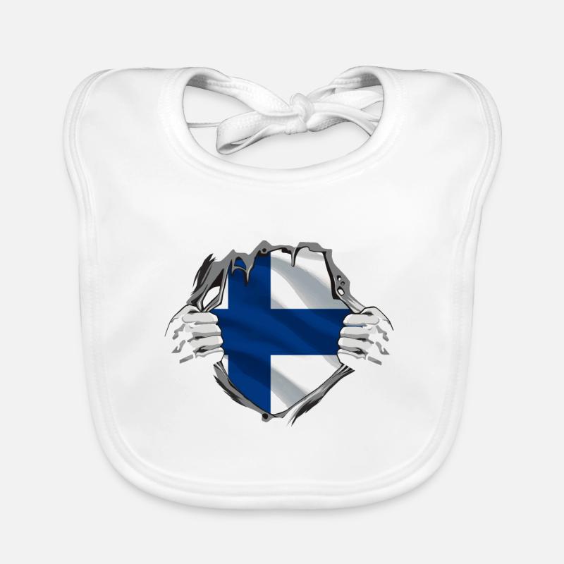 Drapeau finlandais Suomi Drapeau finlandais Look utilisé Bavoir bio Bébé