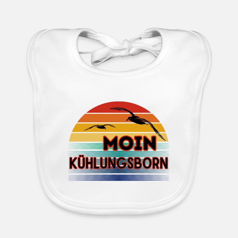 Moin Kühlungsborn with seagull in retro style Organic Baby Bibs
