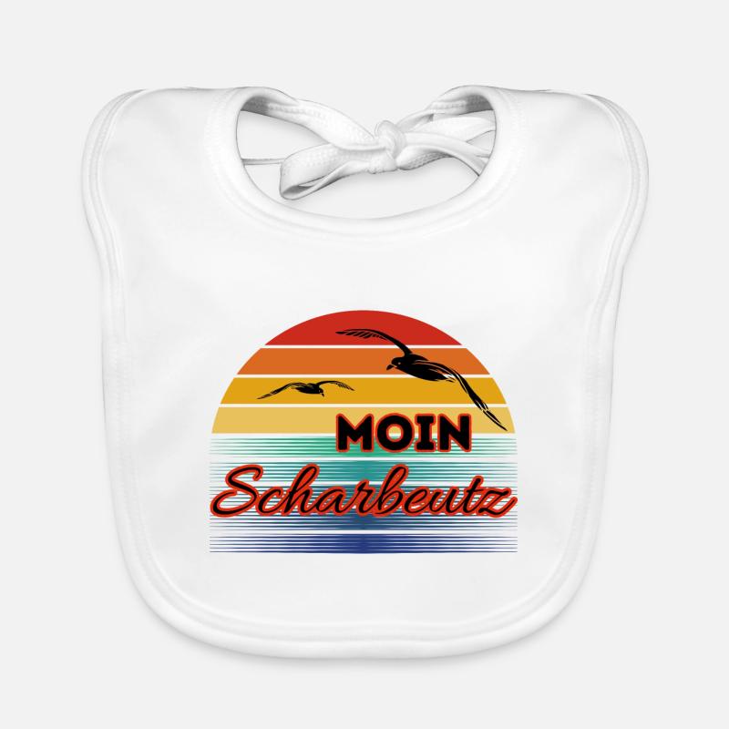 Moin Scharbeutz avec mouette dans le style rétro Scharbeutz Bavoir bio Bébé