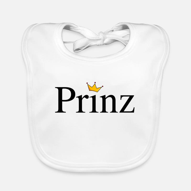 Prinz mit Krone - Baby Bio-Lätzchen - Weiß