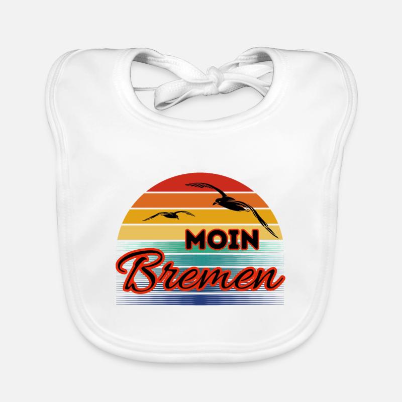 Moin Bremen with Seagull in Retro Style Organic Baby Bibs