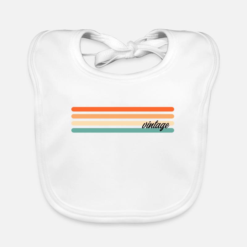 rayures vintage - Bavoir bio Bébé - blanc