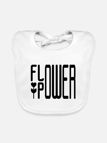 FLOWER POWER - Bavoir bio Bébé - blanc - Devant